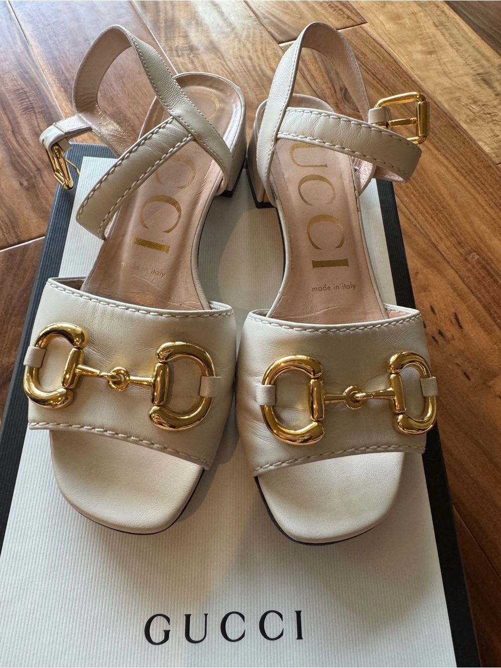 Gucci Baby Horsebit Leather Low Block Heel Sandal 36 - Picture 4 of 8